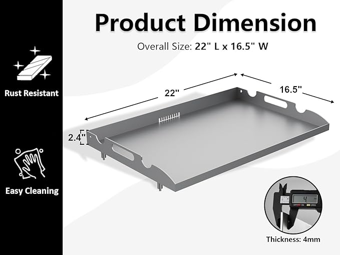 Flat Top Tabletop Griddle Replacement Top for Blackstone 22" Flat Top Grill 1666 1895 2203 2304, Griddle Top Replacement Parts for 22 Inch Blackstone with Rear Grease System & Handy Handle