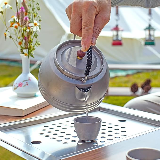 Wild Journey IGT 304 Stainless Steel Folding Table Portable Outdoor Vacation Party Camping Picnic BBQ Tools Tea Cooker Set (IGT Tea Tray)