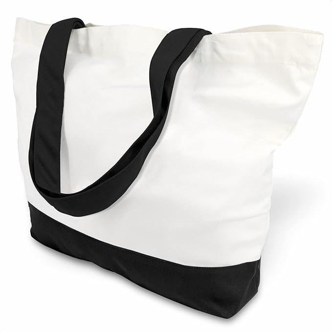 TOPDesign 6-Pack Super Strong Large 12oz Cotton Canvas Tote Bags, Reusable Grocery Shopping Cloth Bags, Fashionable Two-Tone Totes for Crafts, DIY Your Creative Designs