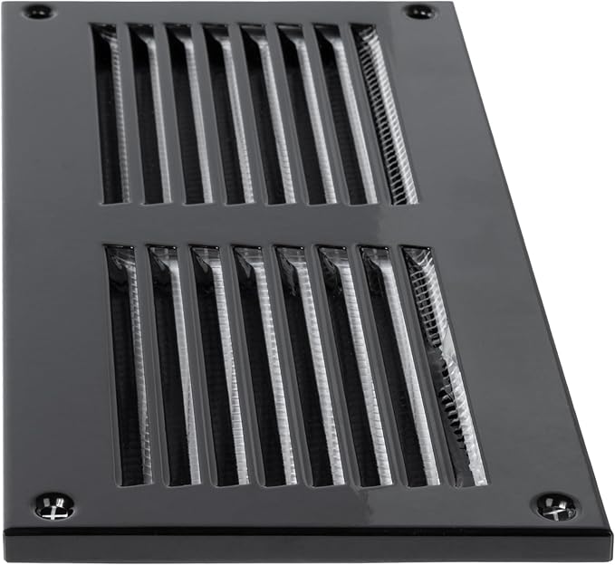 Repa Market 2-Pack 8x4 Inch Air Vent Cover/Black Galvanized Steel Louvered Grill Cover with Mesh Screen/Wall or Ceiling Vent/Durable Flush Mount HVAC Register for Indoor and Outdoor Ventilation