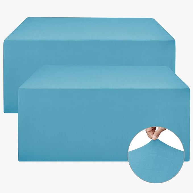 Nasitos Fitted Table Covers Stretch Spandex - 72 x 30 Inch - 2 Pack Turquoise Rectangle Table Clothes for 6 Foot Folding Tables, Wrinkle Resistant Tablecloths for Parties, Trade Show, Birthday