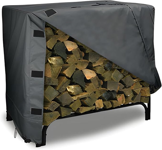 Eevelle Patio Log Rack Cover Made with Marinex Marine Grade Fabric - Waterproof - Durable Firewood Storage Large Log Rack Covers - Weather Protection - (42" H x 96" L x 24" D, Charcoal Gray)