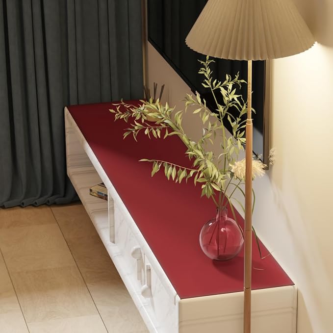Vanity Top Protector - Can Be Used On Both Sides Waterproof and Easy to Clean Good Flatness Used for Dresser Table(Black+Wine Red 10x42)