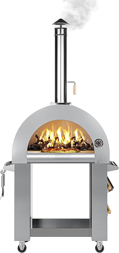 KoolMore 32 in. Outdoor Wood Fired Pizza Oven in Stainless-Steel (KM-OKS-WFPO)