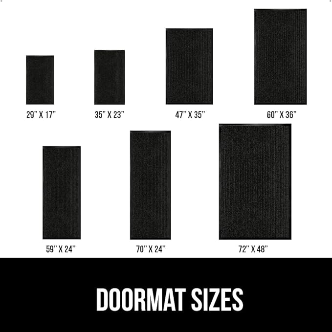 GORILLA GRIP Waterproof Traffic Guard Door Mat, 2 Pack Heavy Duty Entryway Mats, Strong Rubber Back Commercial Utility Rugs for Office Hallway, Garage Floor and Home, Low Profile Carpet, 29x17, Black