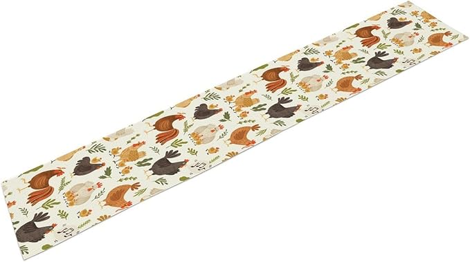 Cute Roosters Chickens Table Runners, Rustic Farm Animals Hen Table Runner for Farmhouse Wedding Coffee Dining Table Party Home 13x90in