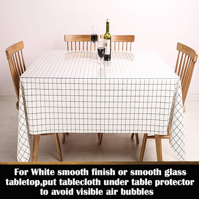 Glass Clear Plastic Table Protector Wooden Furniture PVC Tablecloth Cover Long Vinyl Table Liner Waterproof Wipeable Topper Pad for Granite Countertop Dining Tables Mat Desk Pad Rectangular 30x72 inch
