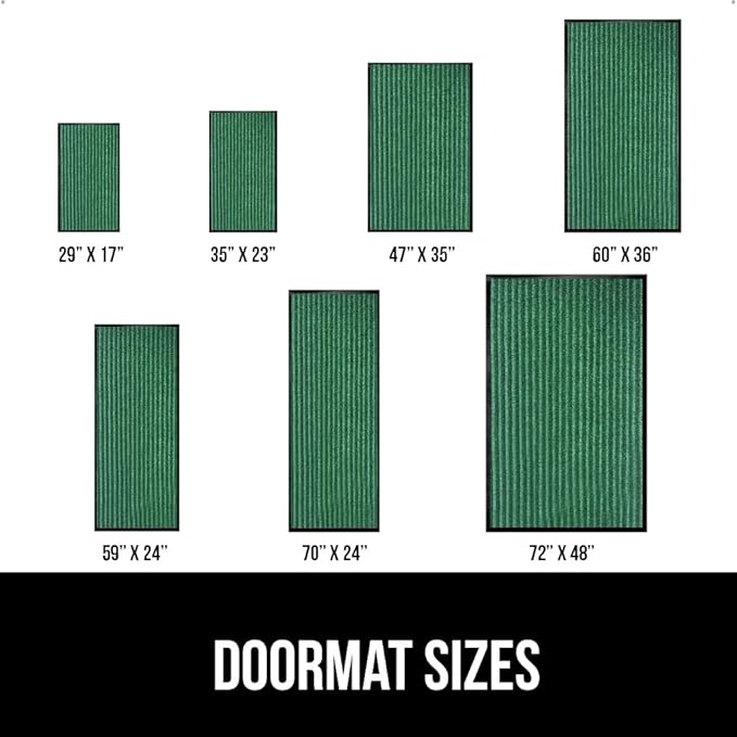 GORILLA GRIP Waterproof Traffic Guard Door Mat, 2 Pack Heavy Duty Entryway Mats, Strong Rubber Back Commercial Utility Rugs for Office Hallway, Garage Floor and Home, Low Profile Carpet, 35x23, Green