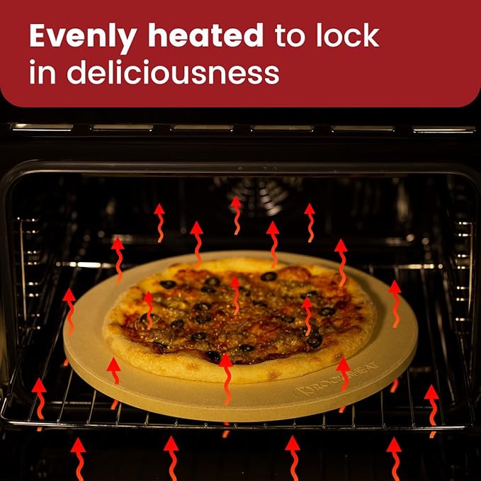 K ROCKSHEAT 15 Inch Round Pizza Stone for Oven Grill BBQ, Cordierite Large Pizza Grilling Stone, Durable Bread Baking Stone 15"