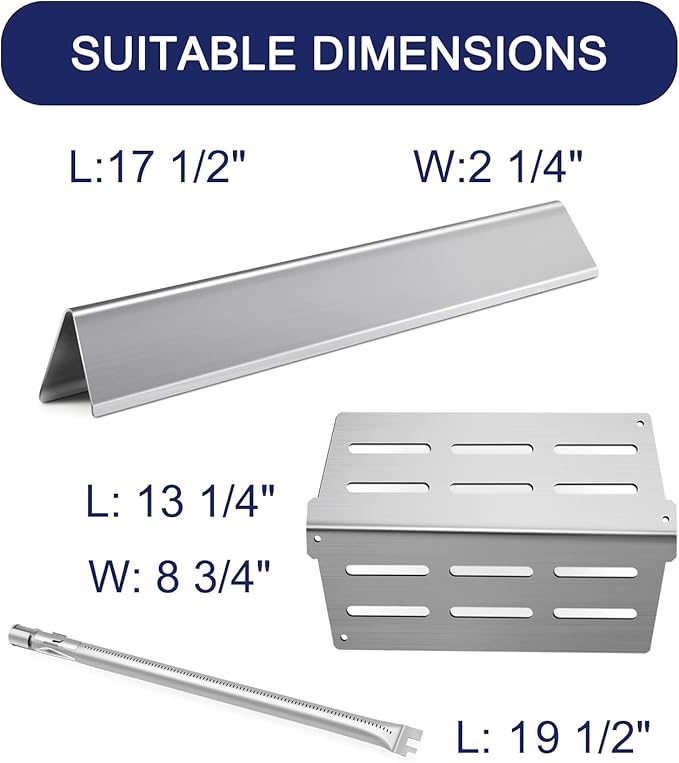 Genesis 300 Grill Parts 7620 Flavorizer Bars for Weber Genesis E310 E320 E330 S310 EP330 with 3pcs Burner 65505 Heat Deflectors Stainless Steel Replacement Parts for Weber Genesis 300 Series
