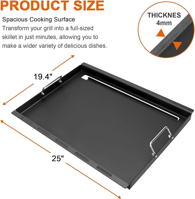 Full Size Griddle Insert for Weber Genesis 300 Series E-310 S-310 E-320 S-320 E-330 S-330 EP-310 EP-320 EP-330 CEP-310 Gas Grills, Flat Top Griddle Replacement for Weber 7524 7528
