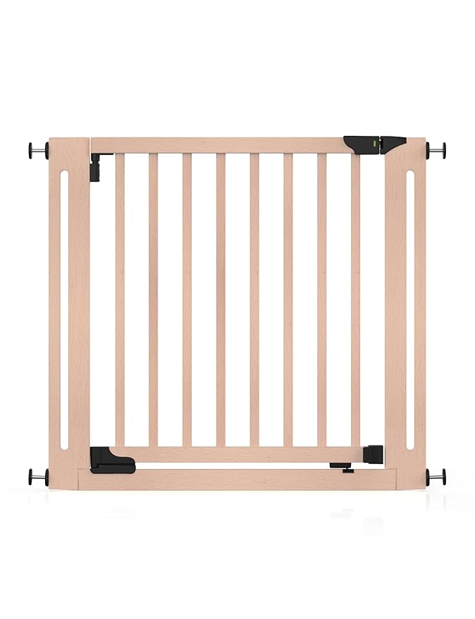 SizeWise™ Wood Pressure Mounted Safety Gate 34.25"-38.18" | Extra-Wide Passage | Auto-Close Two-Way Opening for Doorways and Hallways | Easy Installation | PEFC Certified Beech Wood (28.7" Passage)