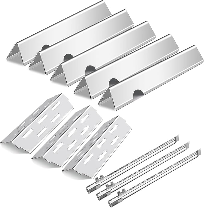 Flavorizer Bars,Heat Deflectors and Grill Burner for Weber Genesis II 300/LX 300, GS4 Genesis ii E-310 ii E-315 ii E/S335 ii se-335 Grill (304 Stainless Steel, 66032*5+ES/410*3+66790*3)