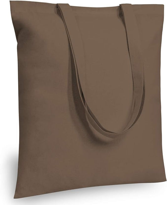 TOPDesign 24-Pack Economical 16"x15" Brown Cotton Tote Bag, Lightweight Medium Reusable Grocery Shopping Cloth Bags, Suitable for DIY, Advertising, Promotion, Gift, Activity