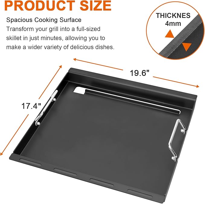 Full-Size Griddle Inserts for Weber Spirit 200 & Spirit II 200 Series Grills, Flat Top Griddle for GS4 Spirit I & II E-210 E-220 S-210 S-220, Grill Griddle Replace for Weber 7637 Grate