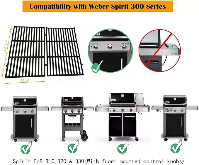 Firsgrill Replacement for Weber Spirit 300, 310, 320 Series, Spirit 700, Genesis Silver B/C, Genesis Gold B/C, Genesis Platinum B/C Gas Grills Parts (17.5" Cooking Grates 7638)
