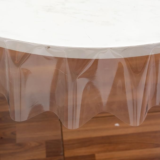 Clear Plastic Tablecloth Protector Round 60inch Diameter Waterproof Oilproof Stain Resistant Wipeable Table Cover for Dining Tables
