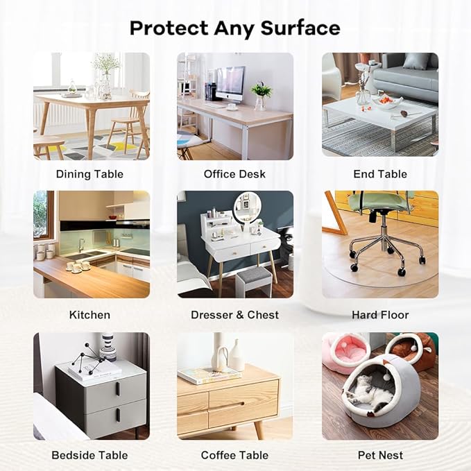 40x88 Inch 1.5mm Thick Clear PVC Meeting Table Protector Crystal Plastic Tablecloth Vinyl Desk Cover Pad Mat Wood Furniture Coffee Bistro Bar Contertop Cover Protection Waterproof Rectangular Non-slip