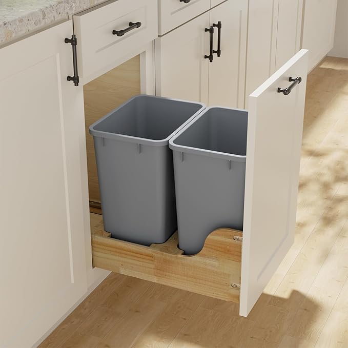 ROOMTEC 35QT Kitchen Trash Can, Lightweight and Sturdy Slim Trash Can, Wastebaskets for Office, Workspace, Kitchen, Bathroom, Easy to Clean, 1 Pack