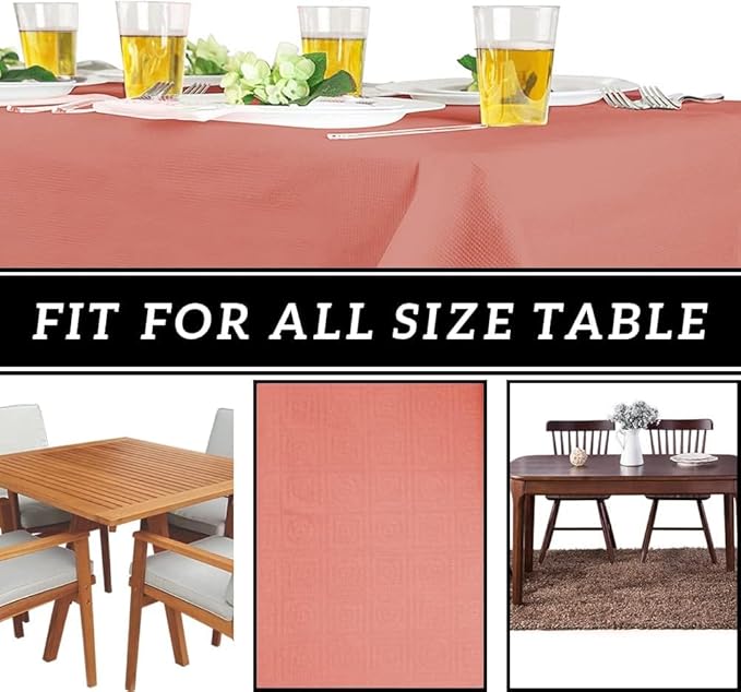 PARTY BARGAINS 54" X 108" Paper & Plastic Table Covers, Red, 10 Pack