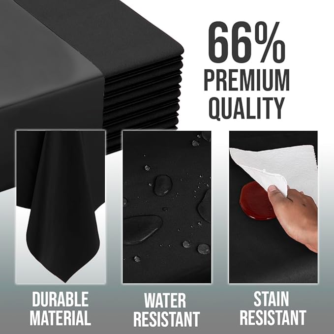 Exquisite Black Round Tablecloths Plastic Table Cloth Disposable 48 Pack 84" Inch Round Table Cloth Disposable Black Tablecloths Plastic Tablecloth Indoor/Outdoor Tablecloth Party Supplies