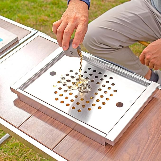 Wild Journey IGT 304 Stainless Steel Folding Table Portable Outdoor Vacation Party Camping Picnic BBQ Tools Tea Cooker Set (IGT Tea Tray)