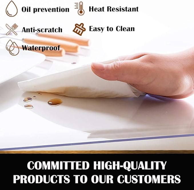 Glass Clear Plastic Table Protector Wooden Furniture PVC Tablecloth Cover Long Vinyl Table Liner Waterproof Wipeable Topper Pad for Granite Countertop Dining Tables Mat Desk Pad Rectangular 30x72 inch