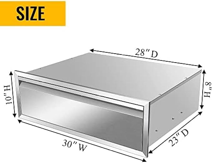 Flush Mount Stainless Steel Double Drawers with Recessed Handles for Outdoor Kitchens Or BBQ Island,-30W X 10H X 23D Inch