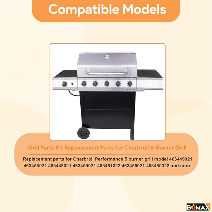 BQMAX 17 Inch Grill Grate Kit for Charbroil Performance 5 Burner Grill 463449021 463451022 463448021 463450022 463455021 G426-0005-W1, Cooking Grate for Charbroil Grill Replacement Parts 5 Burner