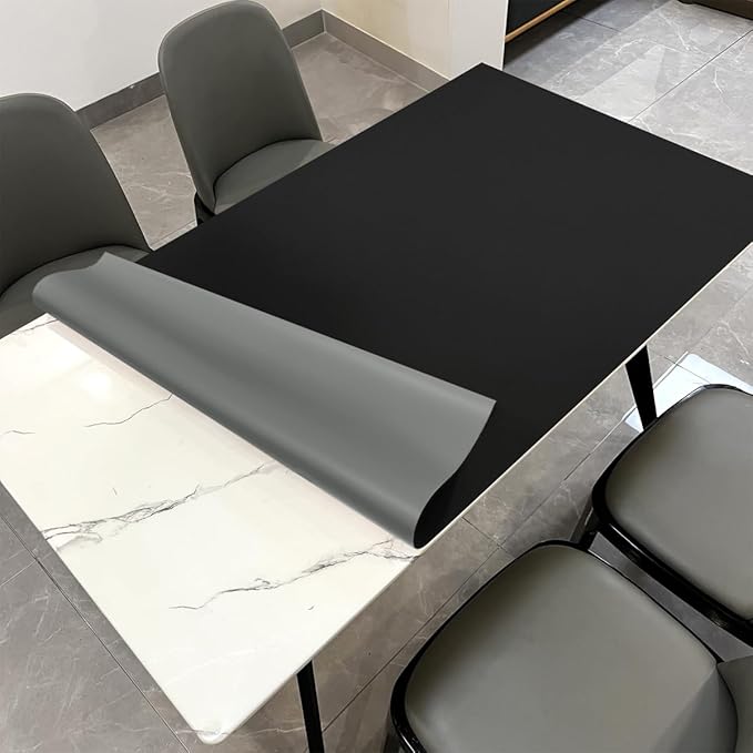 Leather Table Pad,1.8mm Thick,40x66 Inch,Dining Table Pad,Table Pads for Dining Room Table Rectangular,Table Protectors for Rectangle Tables,Dining Table Cover(Black+Gray,40x66)