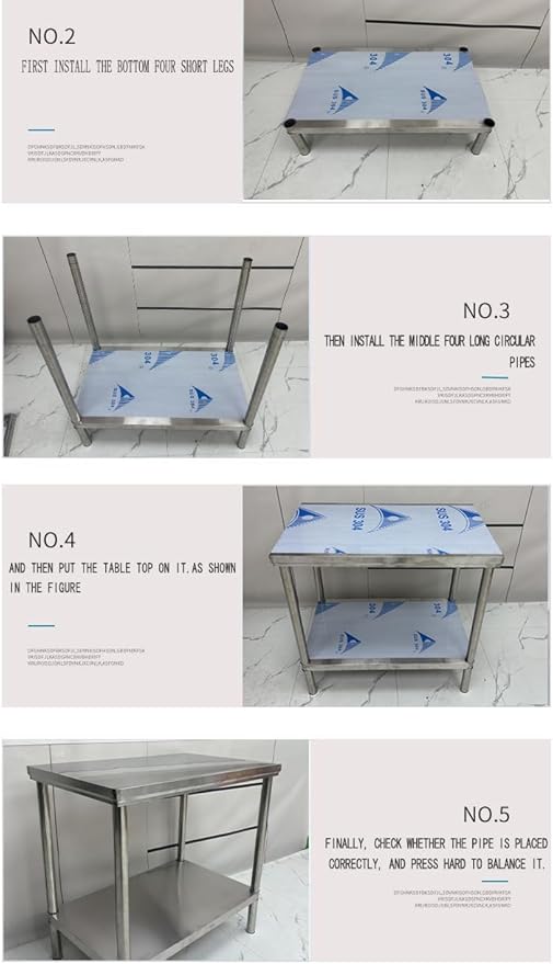 Stainless Steel Commercial Kitchen Prep Table, 39x20 Inch, NSF Work Table with Undershelf, 5-Layer Wire Drawing Process, Easy Installation (32IN*20IN*30IN*Double-Deck Workbench)