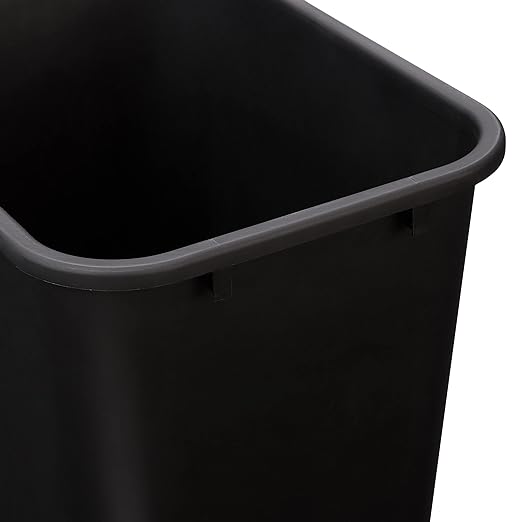 Amazon Basics Trash Can, Rectangular Commercial Office Wastebasket, 10 Gallon (Pack Of 1), Black