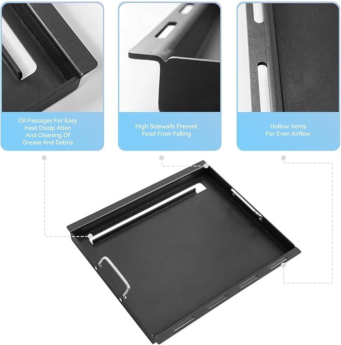 Full-Size Griddle Inserts for Weber Spirit 300 Spirit II 300 Series, Flat Top Griddle Plate for Spirit E-310, E-320, S-310, S-320 Spirit II E/S-310 E/S-320 Series, Replacement for Weber 6787