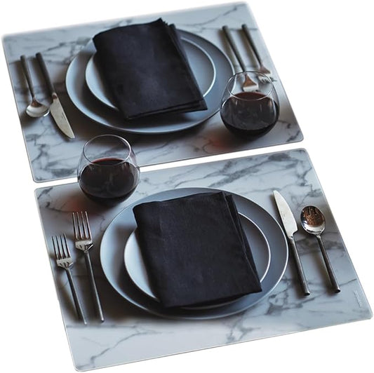 modern-twist 14 x 16 Silicone Placemat, BPA, PVC-Free Table Mat, Dishwasher Safe, Marble Print in Gray, Pack of 1