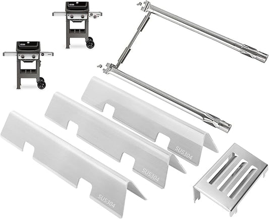 Grill Parts for Weber Spirit 2 Grill Parts GS4 Spirit II E210 S210 E220 S220, Replacement for Weber GS4 Spirit 2 Flavorizer Bars 7635 67045, Burner Tube 67024 67102 69785 & Heat Deflector 67060