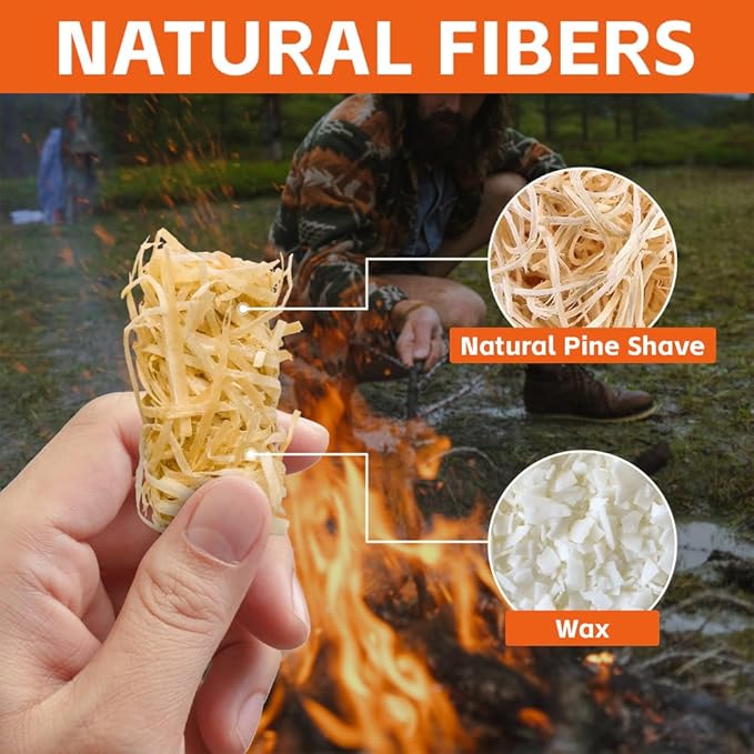 80pcs Natural Fire Starters - Waterproof Firelighters for Campfire, Grill, BBQ, Fire Pit, Fireplace, Wood Stove, Pizza Oven | Charcoal Starter, Odorless & Eco-Friendly