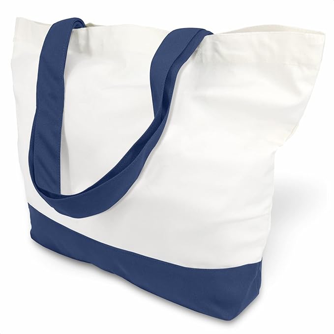 TOPDesign 3-Pack Super Strong Large 12oz Cotton Canvas Tote Bags, Reusable Grocery Shopping Cloth Bags, Fashionable Two-Tone Totes for Crafts, DIY Your Creative Designs