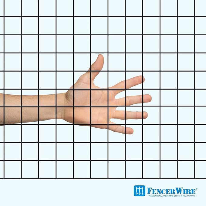 Fencer Wire 16 Gauge Black Vinyl Coated Welded Wire Mesh Size 1 inch by 1 inch for Home and Garden Fence, Protect Chickens Rabbits and Farmed Animals (c. 3 ft. x 50 ft.)