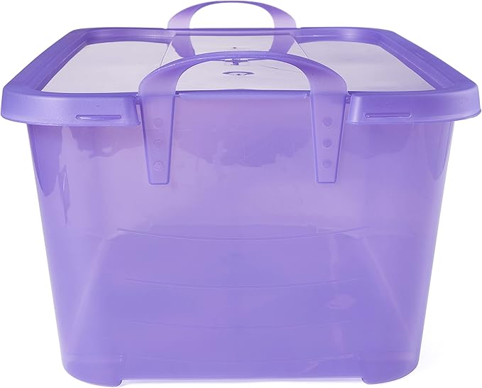 Life Story 6 Pack Light Duty Stackable Storage Bin, 55 Quart Home Organizer, Versatile Lightweight Locking Bins with Carrying Handles, Purple