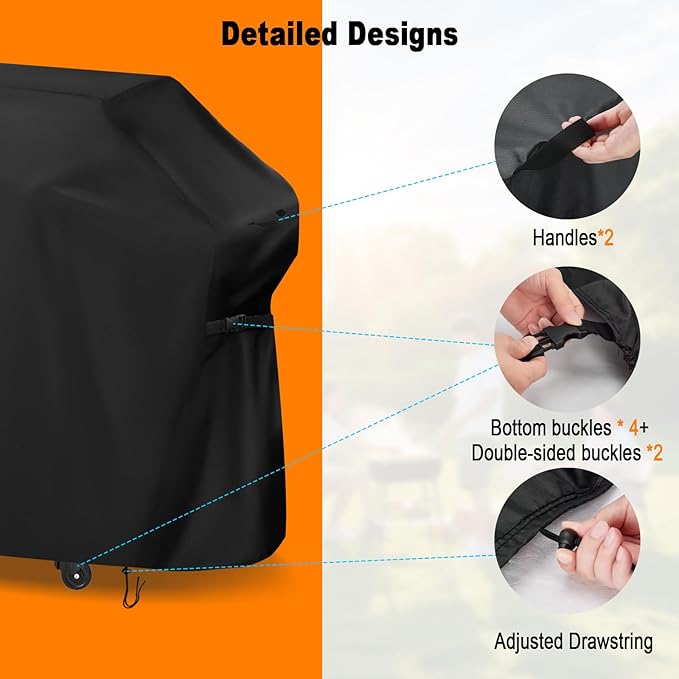 Gas Grill Cover for Cuisinart Propel + 4-Burner 3-in-1 Gas Grill, 57 Inch Outdoor Heavy Duty BBQ Grill Cover - 57" L×25" W×45" H, Black