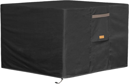 Fire Pit Cover 600D Heavy Duty Waterproof Fabric With PVC Coating Square 32" Wx 32" D x 24" H Black Fits for 28-32 Inch Fire Pit Table Fade Resistant Outdoor Firepit Cover