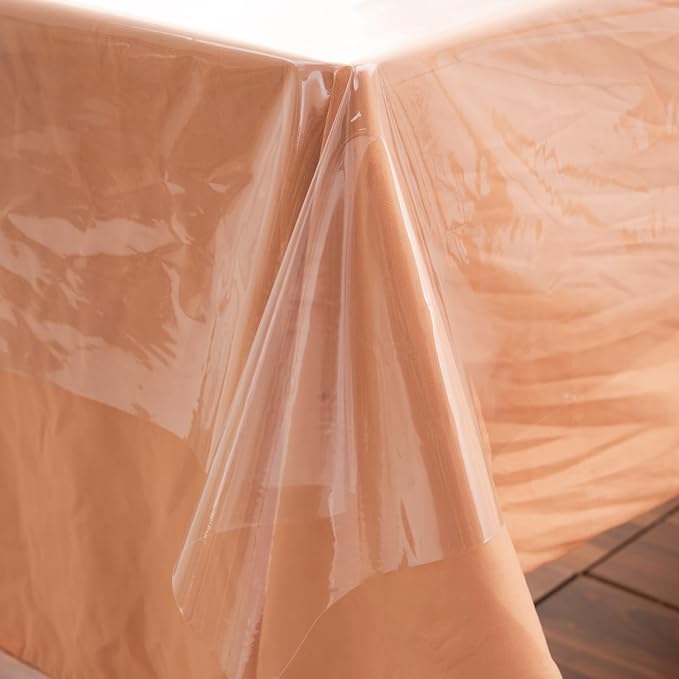 Clear Plastic Tablecloth Protector Rectangle 54x120 inch Waterproof Oilproof Stain Resistant Wipeable Table Cover for Dining Tables