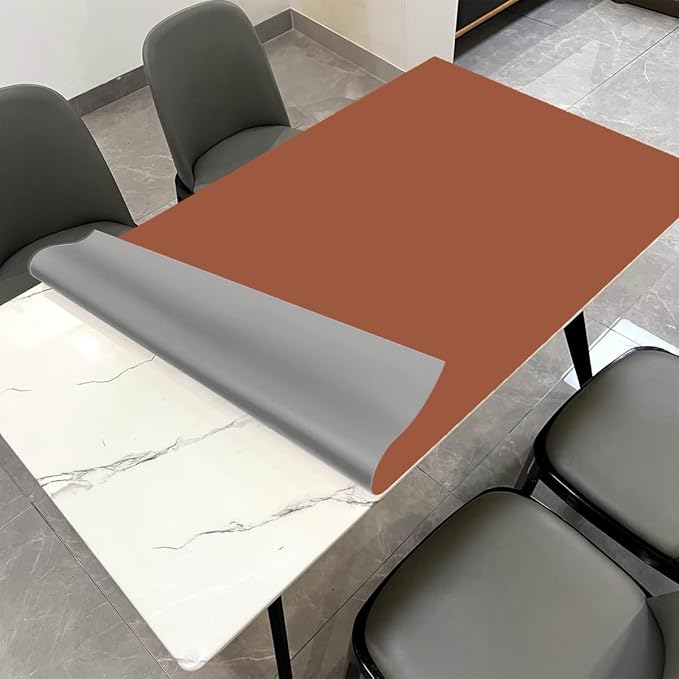 Leather Table Pad,1.8mm Thick,40x78 Inch,Dining Table Pad,Table Pads for Dining Room Table Rectangular,Dining Room Table Cover,Dining Table Cover(Brown+Gray,40x78)
