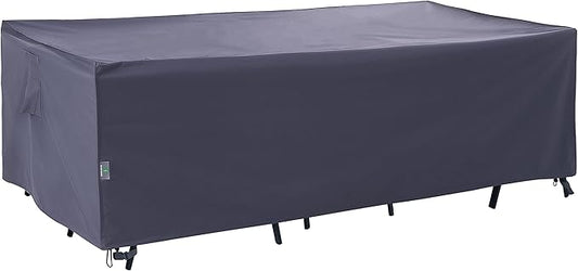 F&J Outdoors Heavy Duty Waterproof Anti-UV Rip-stop Fabric Extra Large Patio Furniture Covers, Grey, 140"x86"x30.5"