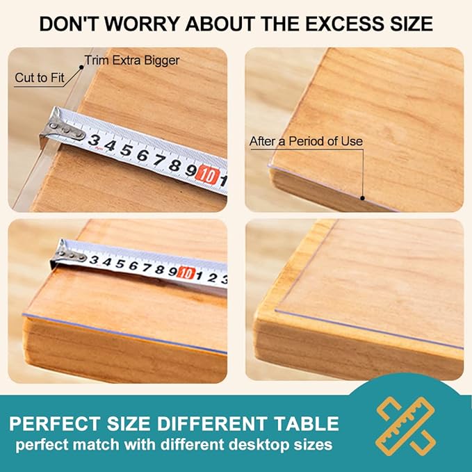 Kitchen Countertop Vinyl Transparent Desk Protector Clear PVC Plastic Desk Mat Waterproof Table Pad for Dining Table Writing Desk Picnic Table Meeting Desk Clear PVC Table Protector 38x61" Non-slip