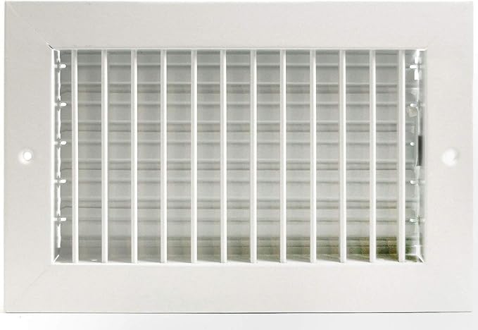 16" X 8" Adjustable AIR Supply Diffuser - HVAC Vent Cover Sidewall or Ceiling - Grille Register - High Airflow - White [Outer Dimensions: 17.75"w X 9.75"h]
