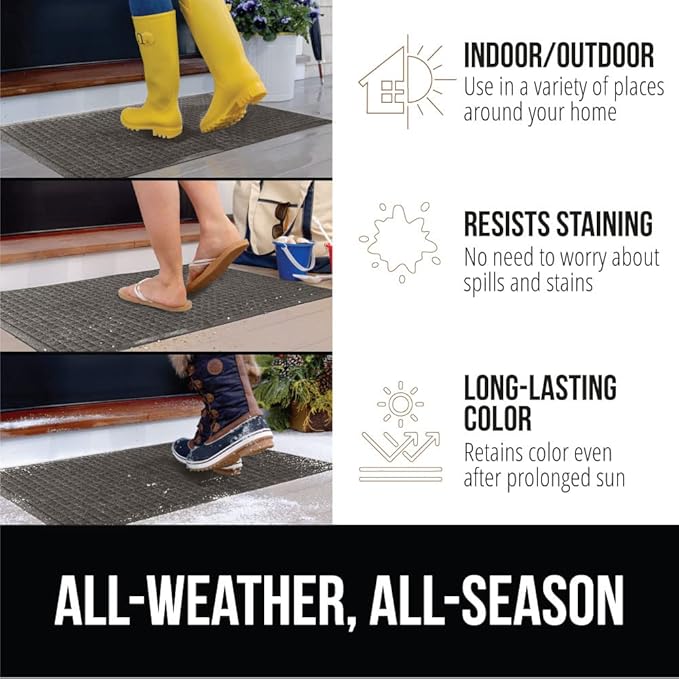 GORILLA GRIP Front Door Mat, 35x23, Indoor Outdoor Ultra Absorbent HydroAbsorb Doormat, Absorbs Up to 5.7 Cups of Water, Stain and Fade Resistant, Rubber Backing Doormats, Captures Dirt, Charcoal