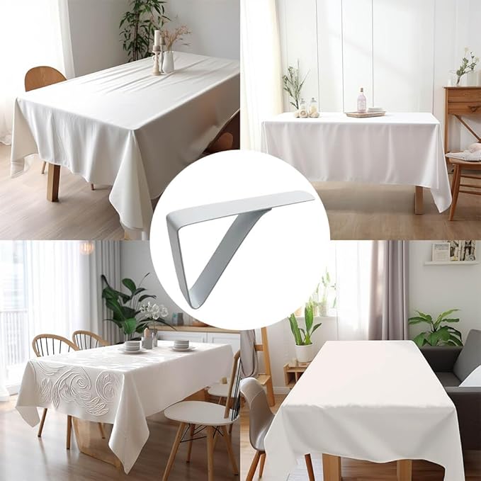 Large Tablecloth Clips Stainless Steel Rust Proof Table Cloth Clips Table Clips for Home, Restaurants, Picnic, Party, Dining Tables - Fits Up to 2.6 Inch Thick Tables 4Pcs White