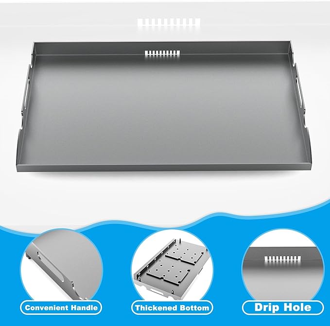 Flat Top Griddle for Blackstone 28 Inch Grill Powder Coated Steel Griddle Replacement Top with Rear Grease System for Blackstone 1517 1883 1924 1853 1963 1885 1856 1605 1803