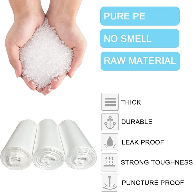SOSOHOME 6 Gallon Trash Bags, Small Garbage Bags, Fits 5-6 Gallon Bins, Clear Wastebasket Trash Liners, 75 Counts